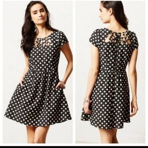 Anthro Maeve polka dot cut out dress sz 12